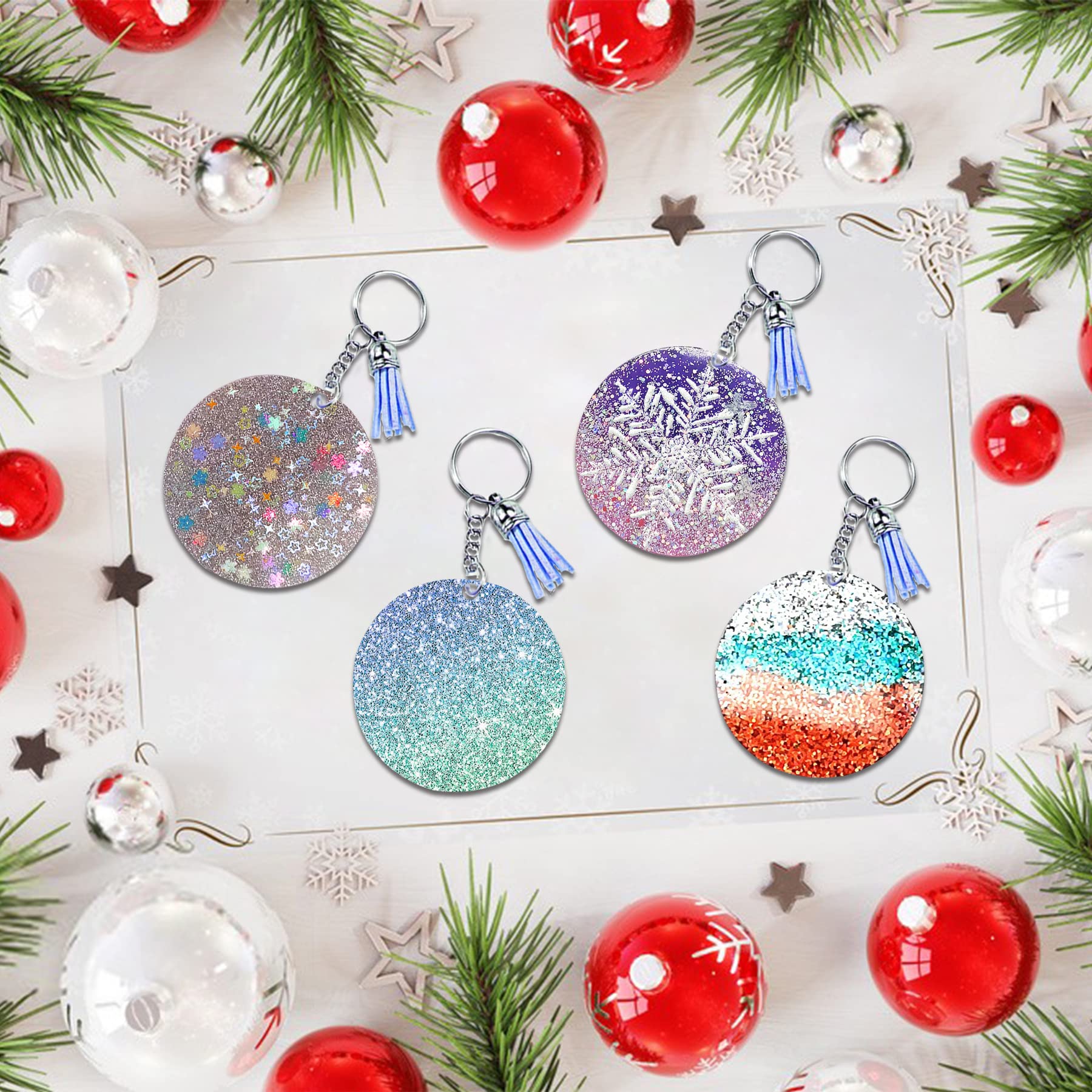 4 Pcs 3 Inch Christmas Round Ornament Resin Molds - Shiny Silicone Casting Molds for DIY Holiday Crafts, Christmas Tree Decorations, and Handmade Gift Making