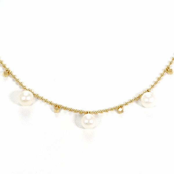 18K Yellow Gold Pearl Necklace for Women - Elegant Luxury Jewelry Gift for Birthday, Anniversary & Special Occasions