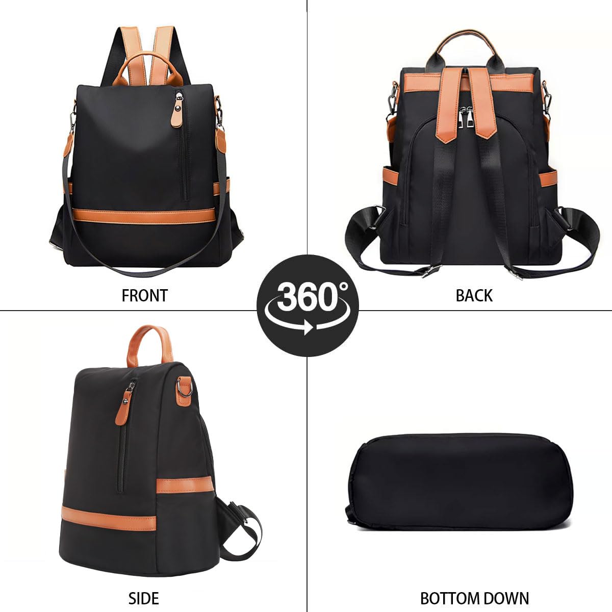 Eshow Anti-Theft Backpack Purse for Women - Lightweight Travel Daypack & Casual Black Purse Backpack | Perfect for Commuting, College, Work & Weekend Adventures