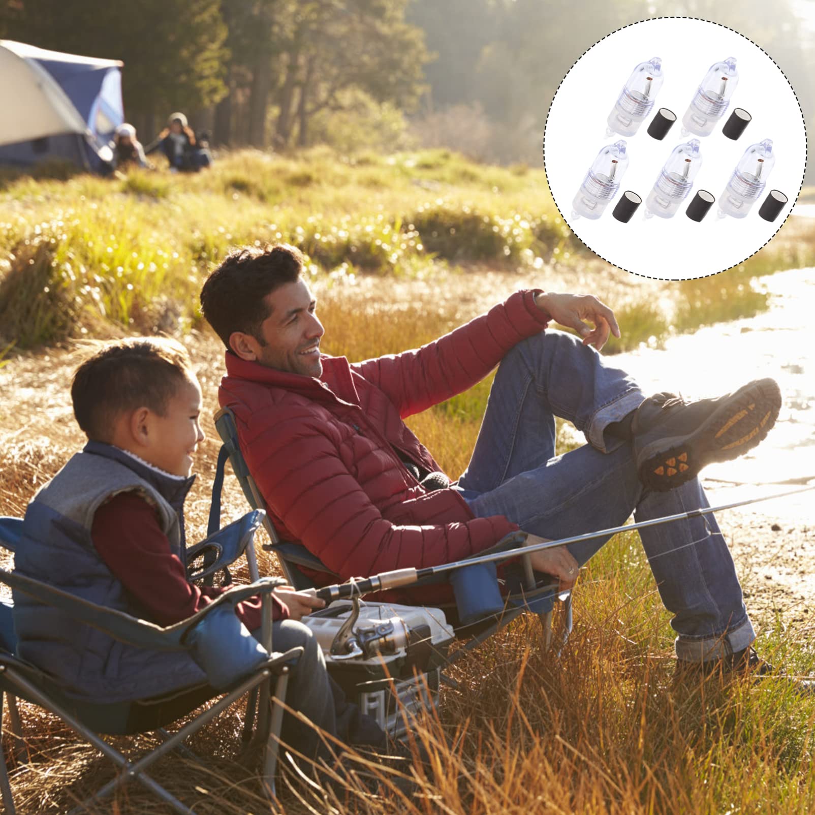 Balacoo 5PCS Fishing Signal Light with Bite Alarm - Deep Drop Fishing LED Lights for Squid & Fish Attraction - Electronic Bite Indicator & Warning Light for Night Fishing | Perfect for Saltwater, Freshwater & Ice Fishing Scenarios