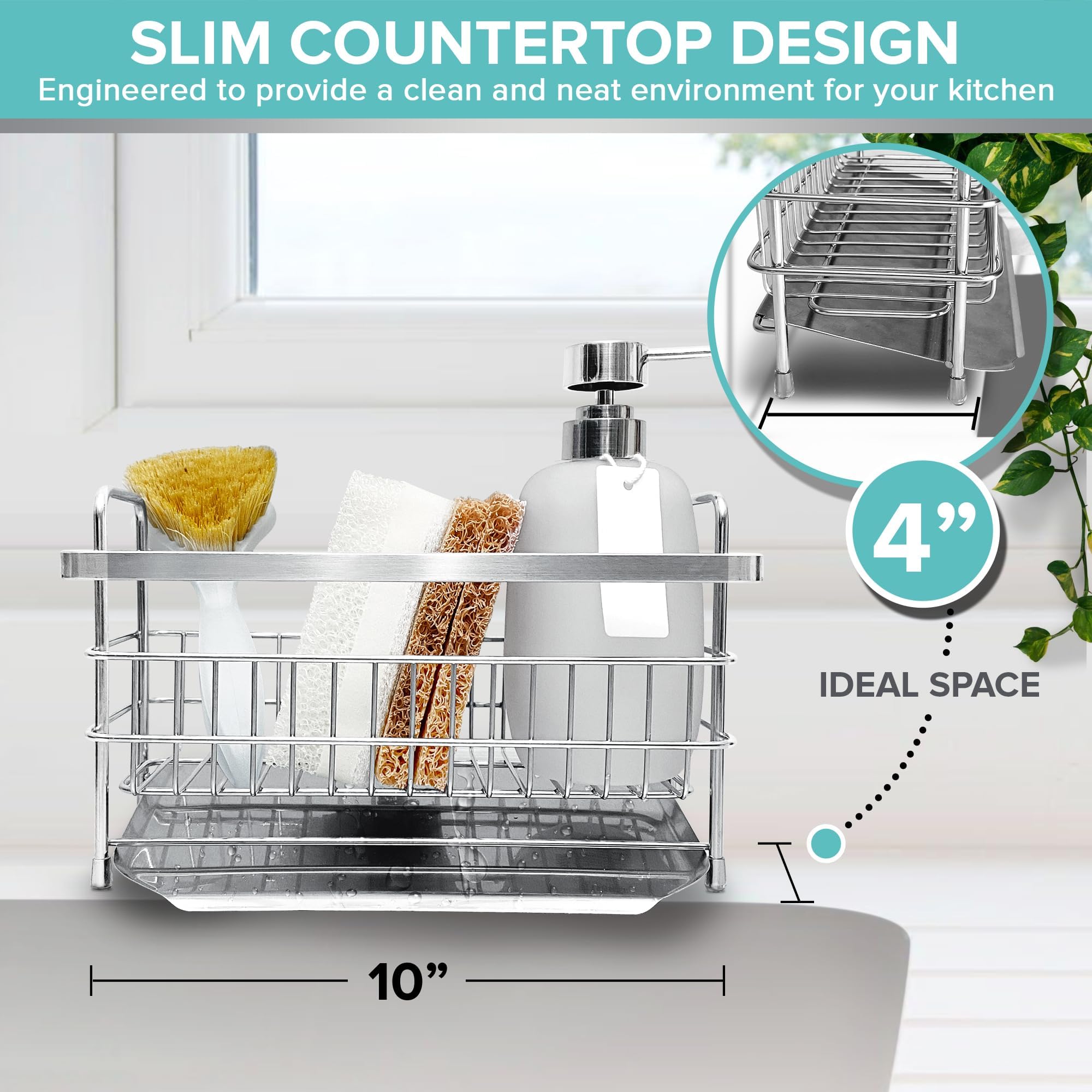 Stainless Steel Kitchen Sink Organizer - Quick Draining Tray for Neat Kitchen