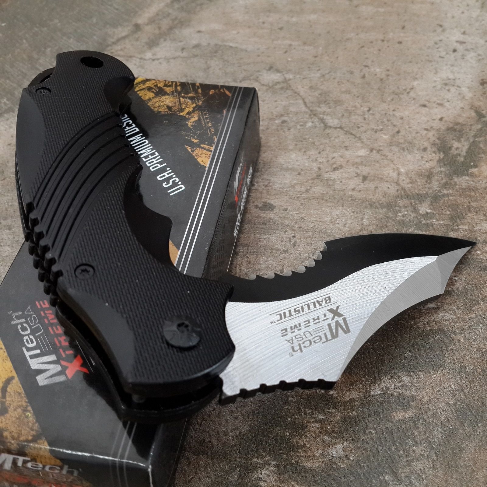 MTECH XTREME Assisted Opening Tactical Knife - Black Sawback Blade Hunting Knife for Outdoor Survival, Camping & EDC