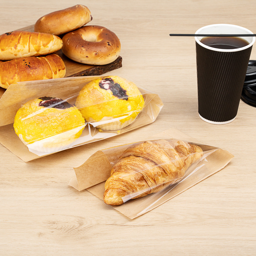 Eco-Friendly Kraft Paper Bread Bags with Side Window - 4.75