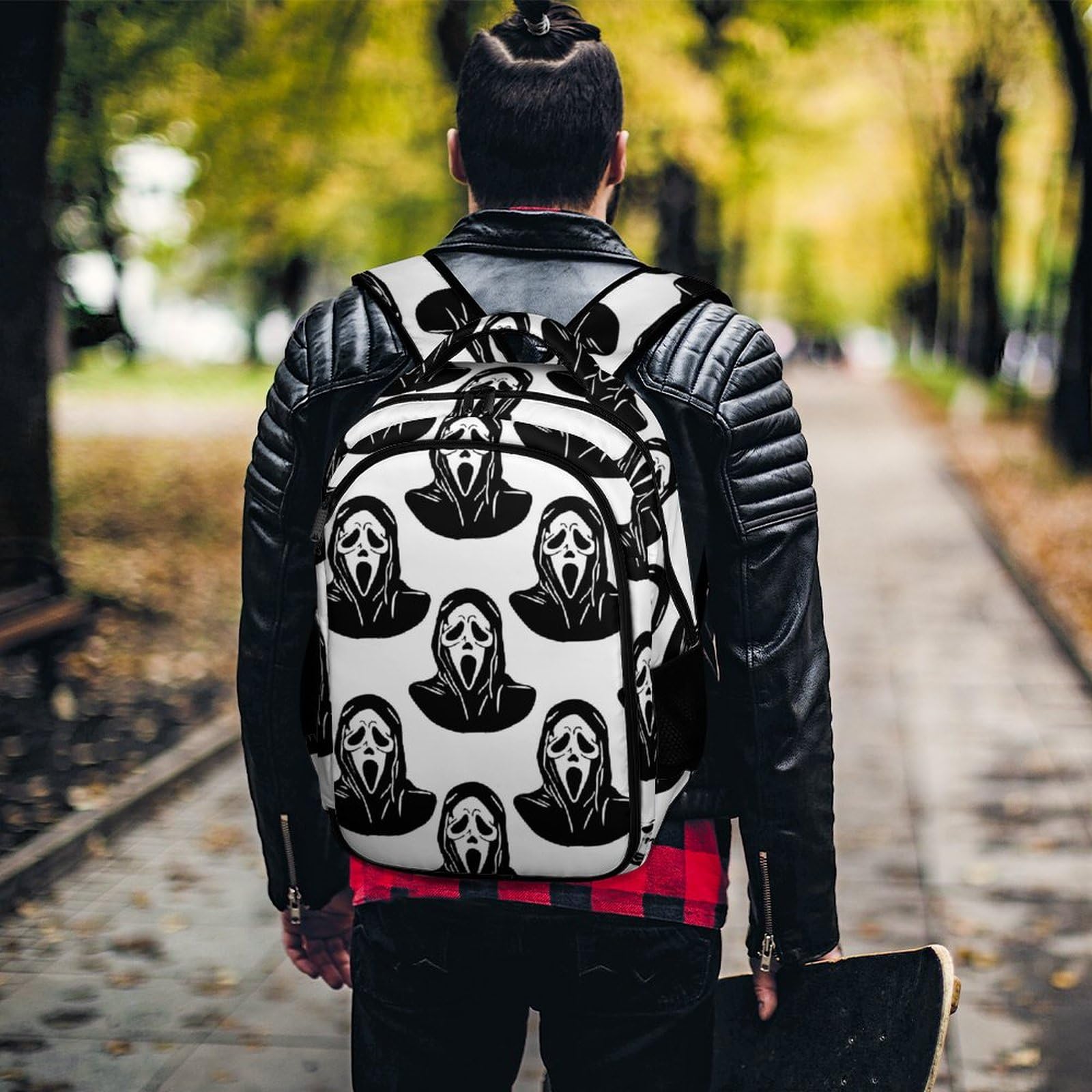 Scream Black Mask Ghost Devil Travel Laptop Backpack - Large Durable Computer Bag for Work, Camping & Daily Use - Funny Casual Daypack for Women & Men - Perfect for Office, School, Travel & Outdoor Adventures