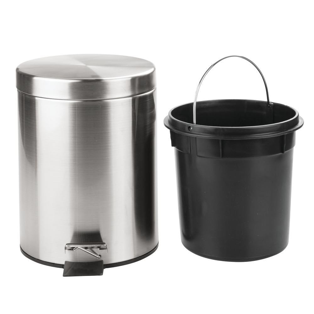 Rocky Mountain Goods 1.85 Gallon Small Step Trash Can - Stainless Steel Foot Pedal Garbage Bin with Removable Pail & Handle - Heavy Duty Metal Wastebasket for Bathroom, Bedroom, Office - Perfect for Discreet Disposal in Home & Workspaces