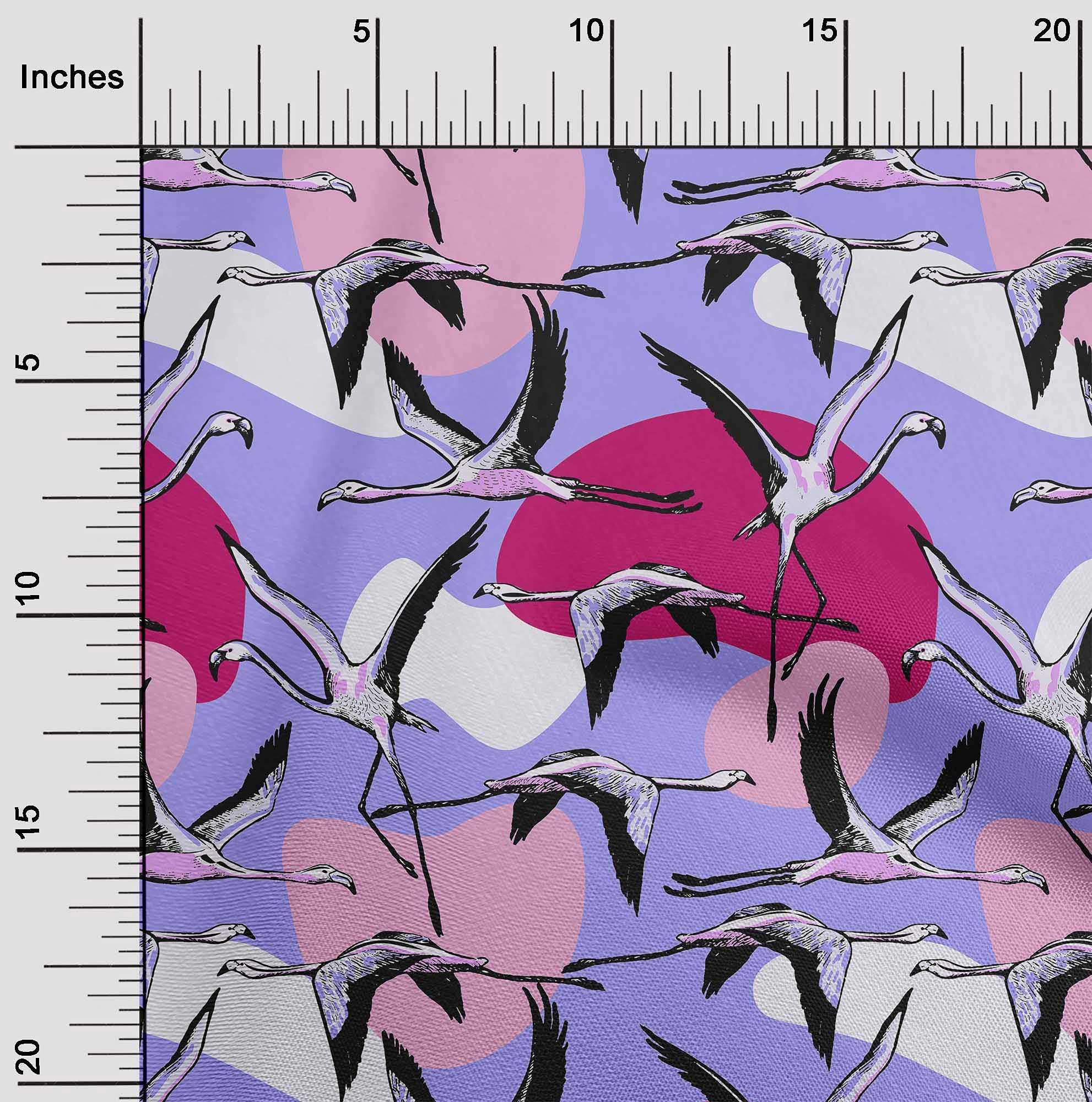 oneOone Rayon Amethyst Flamingo Print Fabric - 56 Inch Wide DIY Sewing Material for Dresses, Quilts & Home Decor | Premium Printed Fabric by The Yard