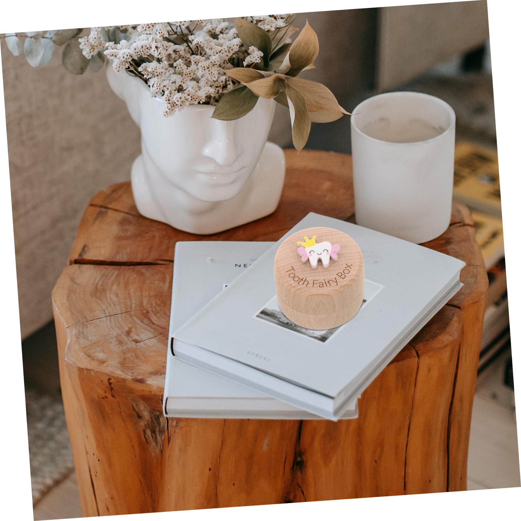 MOBUTOFU Wooden Baby Tooth Keepsake Box - Children's Tooth Holder Organizer with Fetal Hair Storage - Perfect for First Tooth, Lost Teeth & Newborn Hair Souvenirs (Baby Shower Gift & Memory Box)