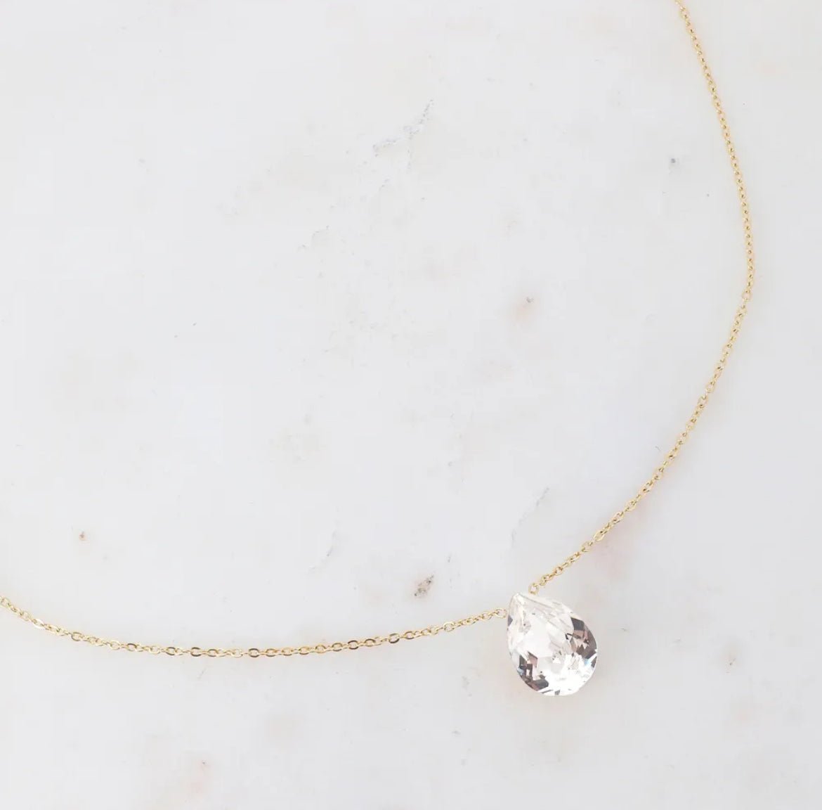 Bertille Necklace – Timeless Elegance Stainless Steel with White Cut Crystal | Perfect for Weddings, Parties & Special Occasions