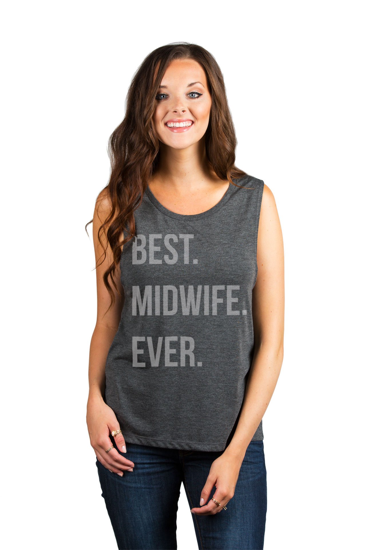 Best Midwife Ever Women's Sleeveless Muscle Tank Top Tee - Comfortable Workout & Gym Apparel for Nurses, Midwives & Healthcare Professionals
