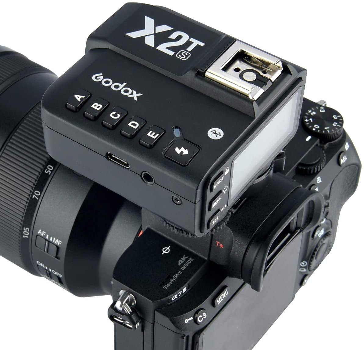 Godox X2T-S Wireless Flash Trigger Transmitter for Sony Cameras - TTL & HSS up to 1/8000s, 2.4G with Bluetooth, USB LED - Perfect for Studio, Wedding & Outdoor Photography
