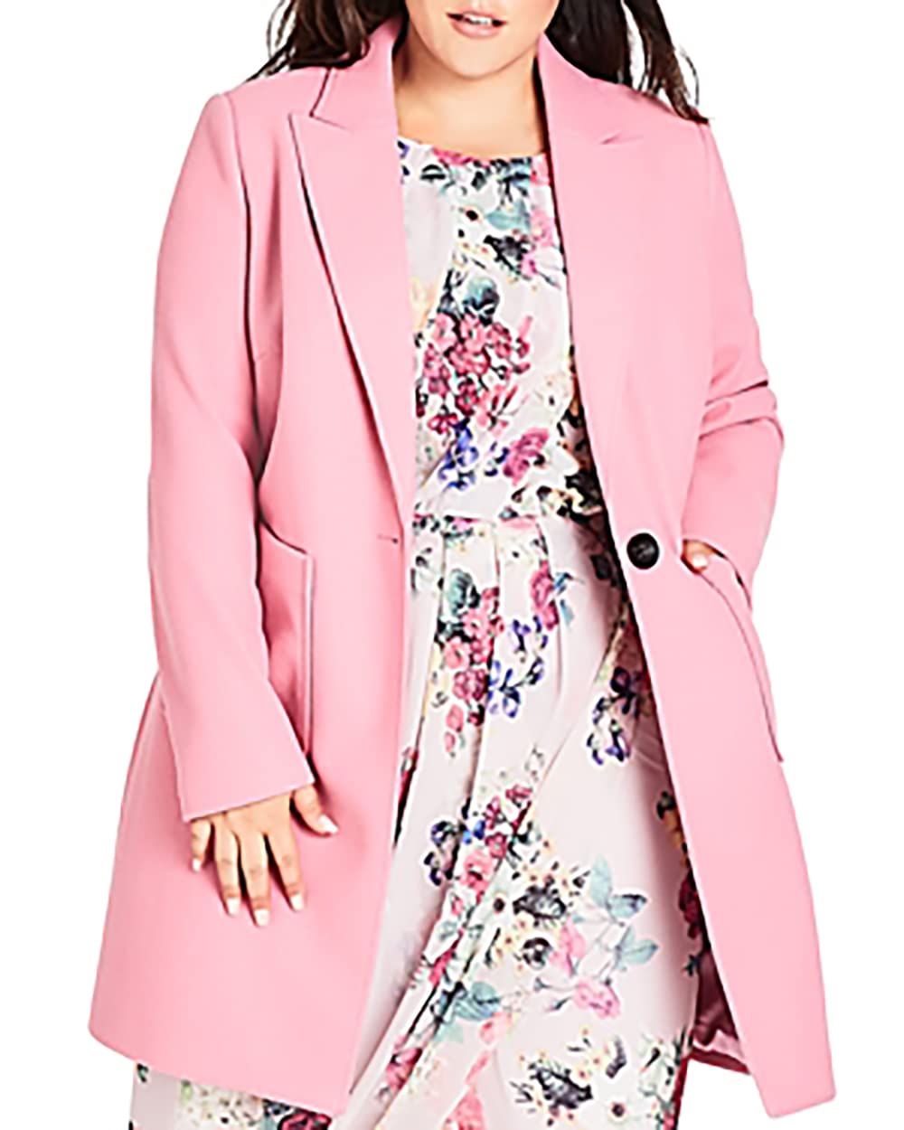 Stylish Plus Size Women's Coat - City Chic Sweet Romance Winter Jacket for Curvy Ladies | Perfect for Office, Dating & Holiday Outfits