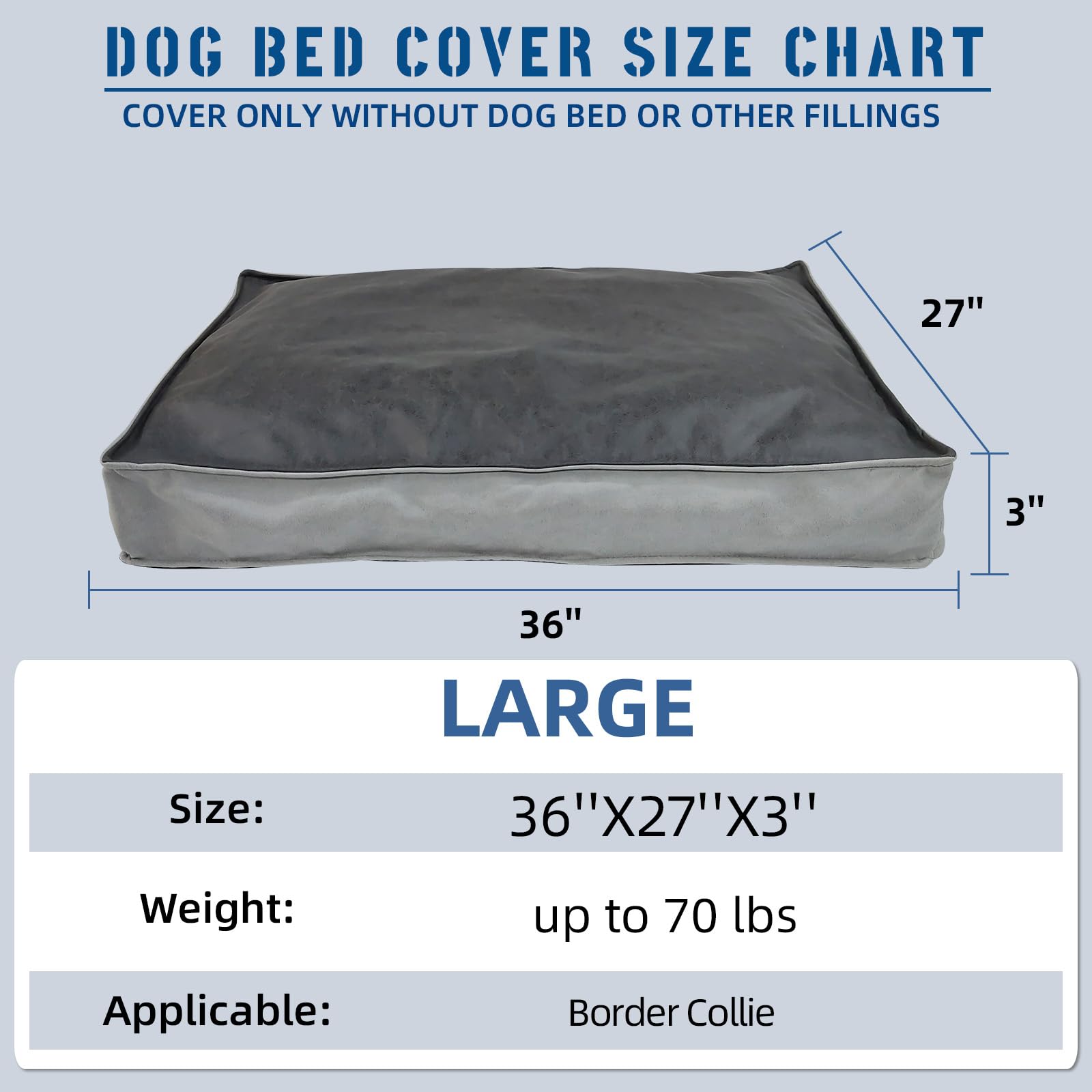 Premium Faux Leather Dog Bed Cover - Washable & Removable Pet Mat Cover, 36