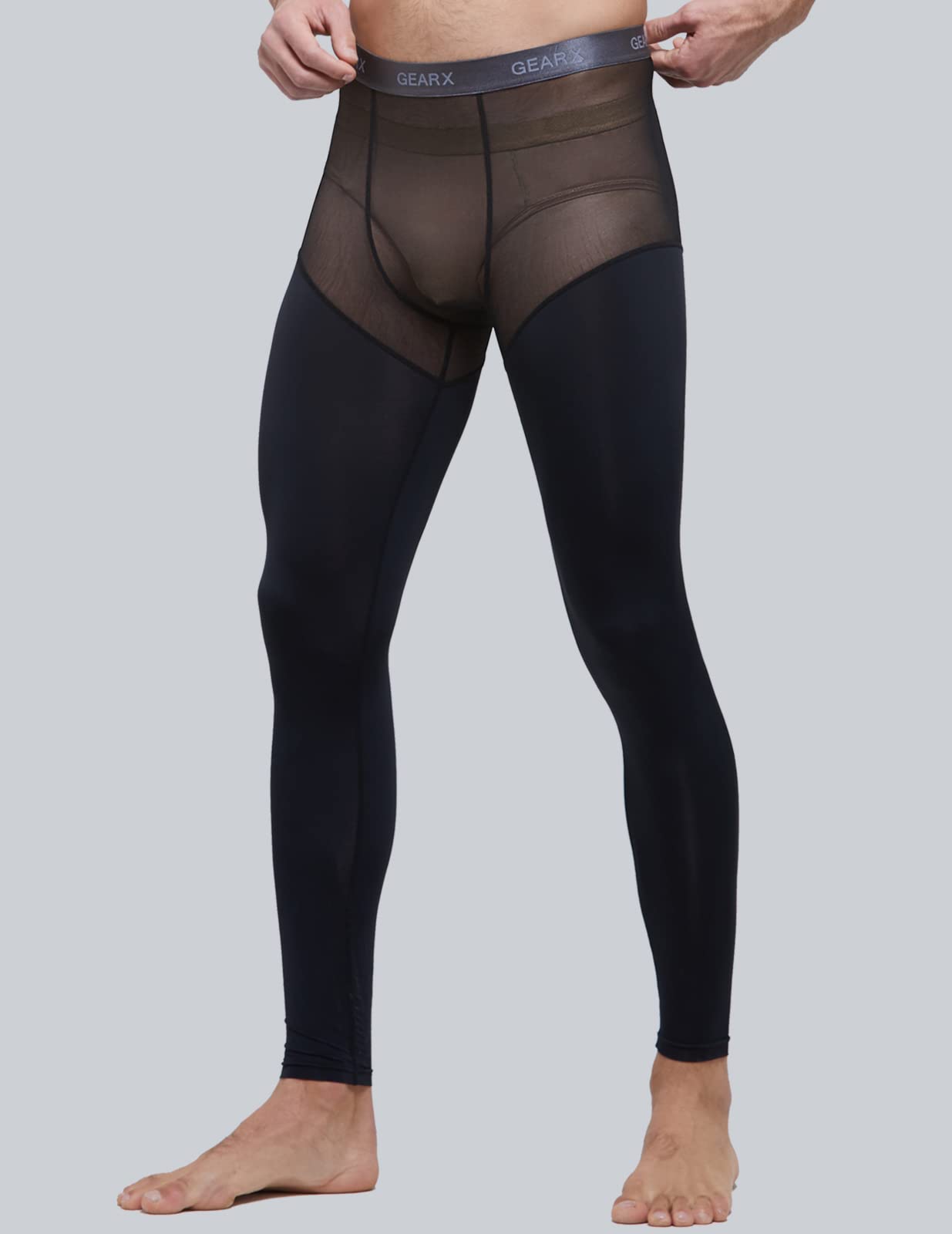 Premium Men's Mesh Baselayer Long Pants - Breathable Summer Underwear for Activewear, Running & Outdoor Sports