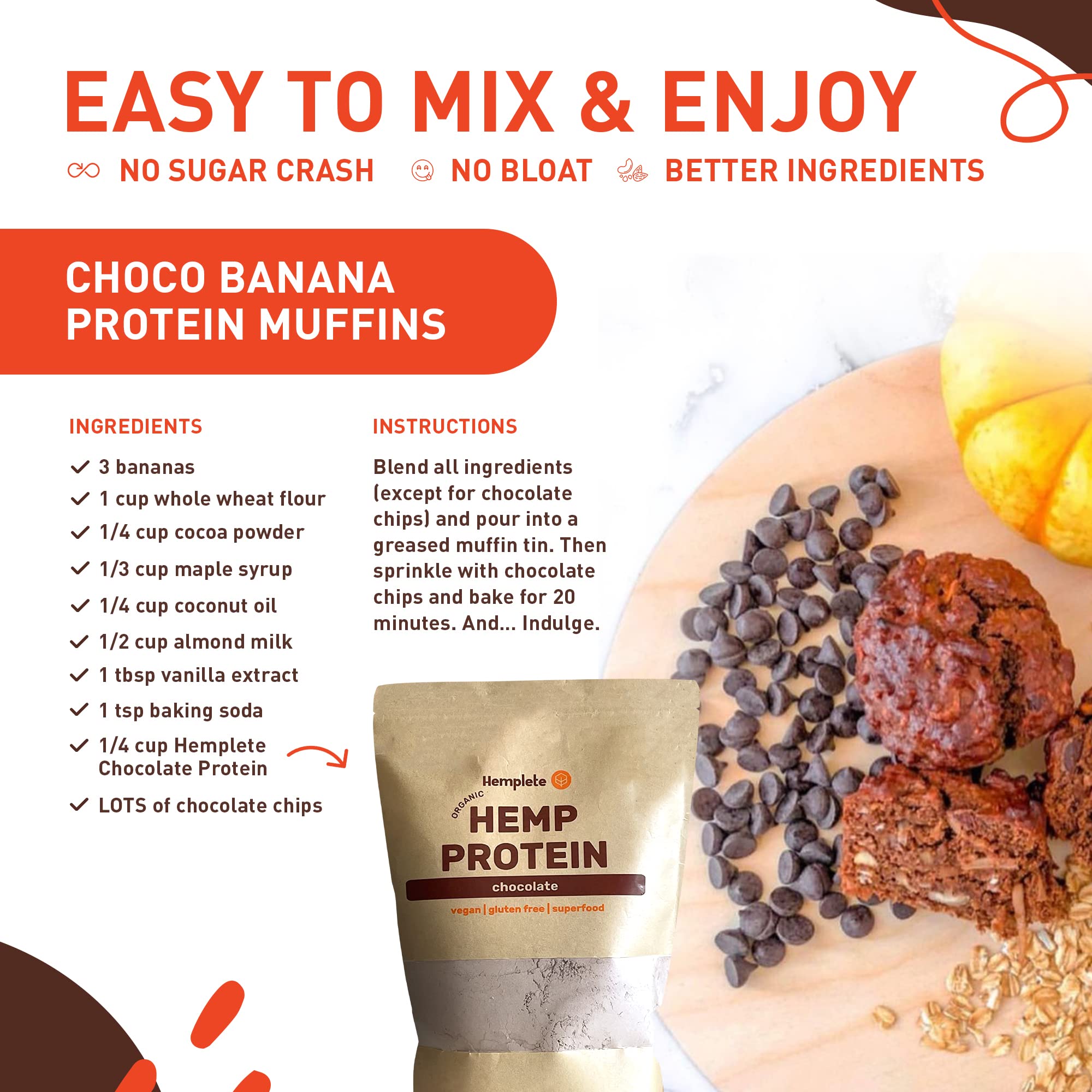 Organic Hemp Vegan Protein Powder for Heart & Brain Health - Plant-Based Protein Drink for Muscle Building & Recovery - Easy to Digest with 9 Essential Amino Acids (Unflavored/Chocolate, 10oz) - Perfect for Post-Workout, Smoothies & Healthy Lifestyle