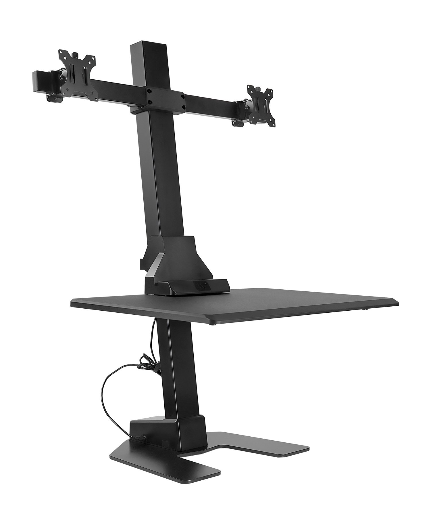 Mount-It! Dual Monitor Electric Standing Desk Converter - Adjustable Height Riser for 2 Screens up to 32