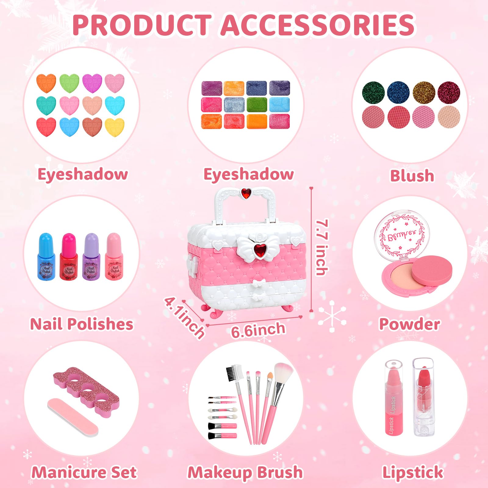 55 Pcs Washable Kids Makeup Toy Set - Princess Gift for Girls, Perfect for Play & Dress-Up