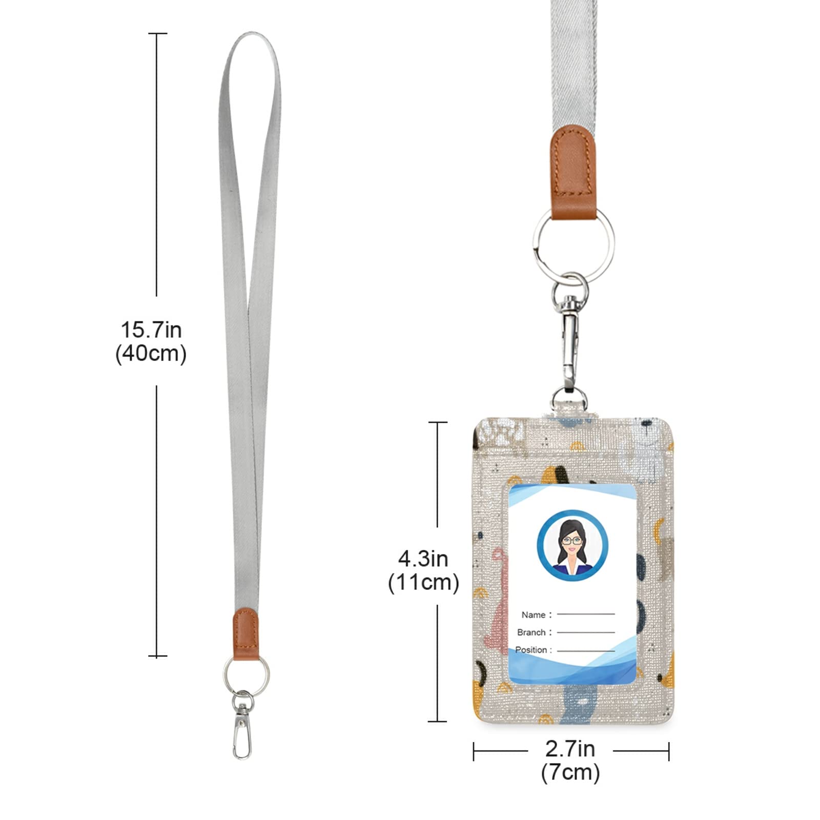 Leather ID Badge Holder with Lanyard for Office & School Staff