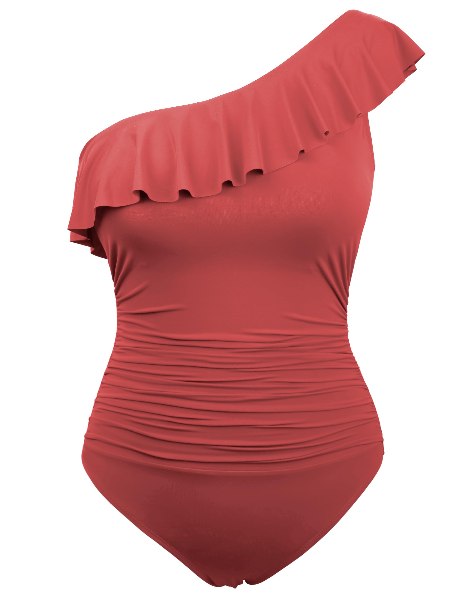 Hilor Women's One Piece Swimsuit - Tummy Control Asymmetric One Shoulder Bathing Suit for Swimming, Beach Vacation & Pool Party