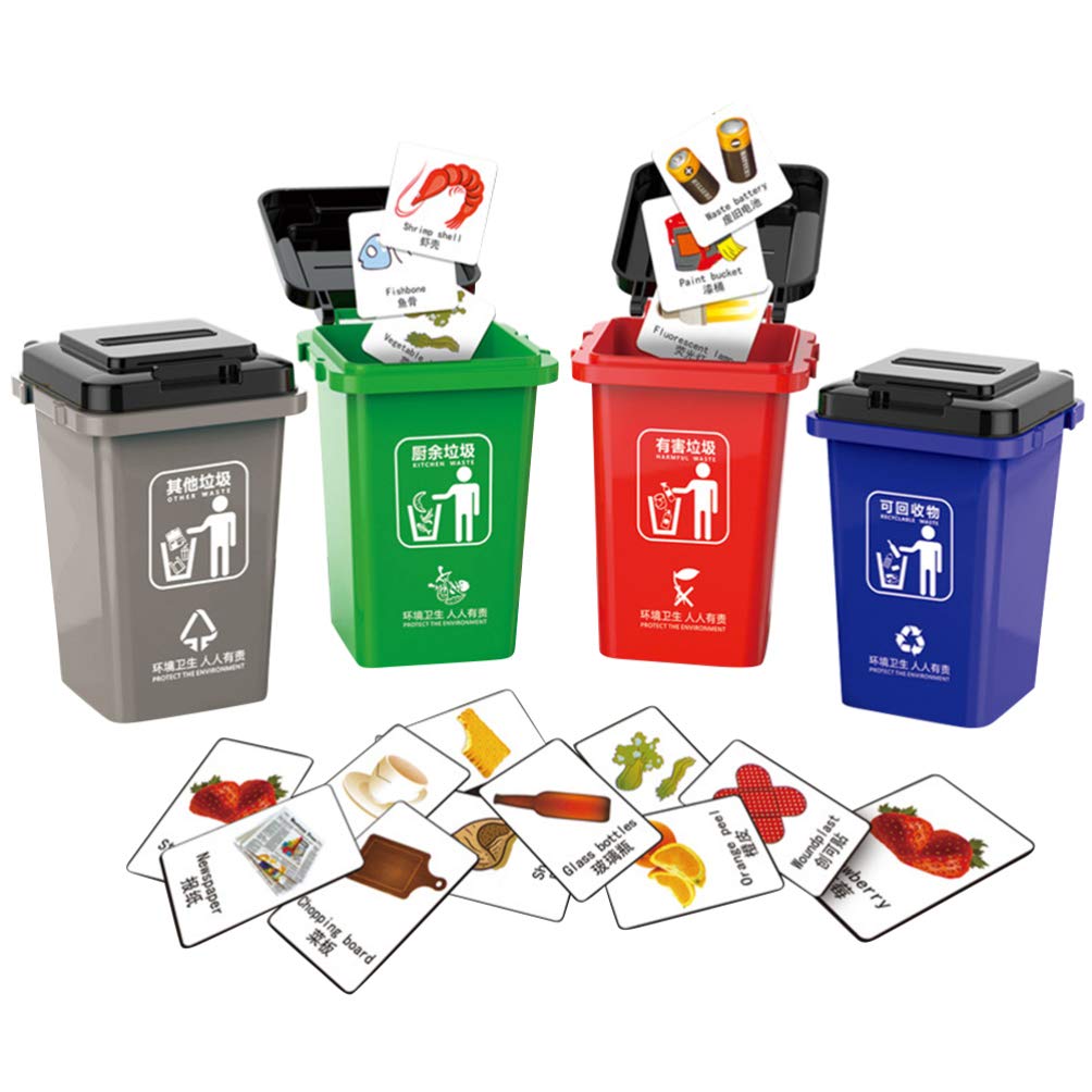 NUOBESTY 1 Set Mini Desktop Wastebasket Toy - Cute Garbage Bin for Kids, Toddlers & Students - Fun Pretend Play Cleaning Set for Home, School & Office Use