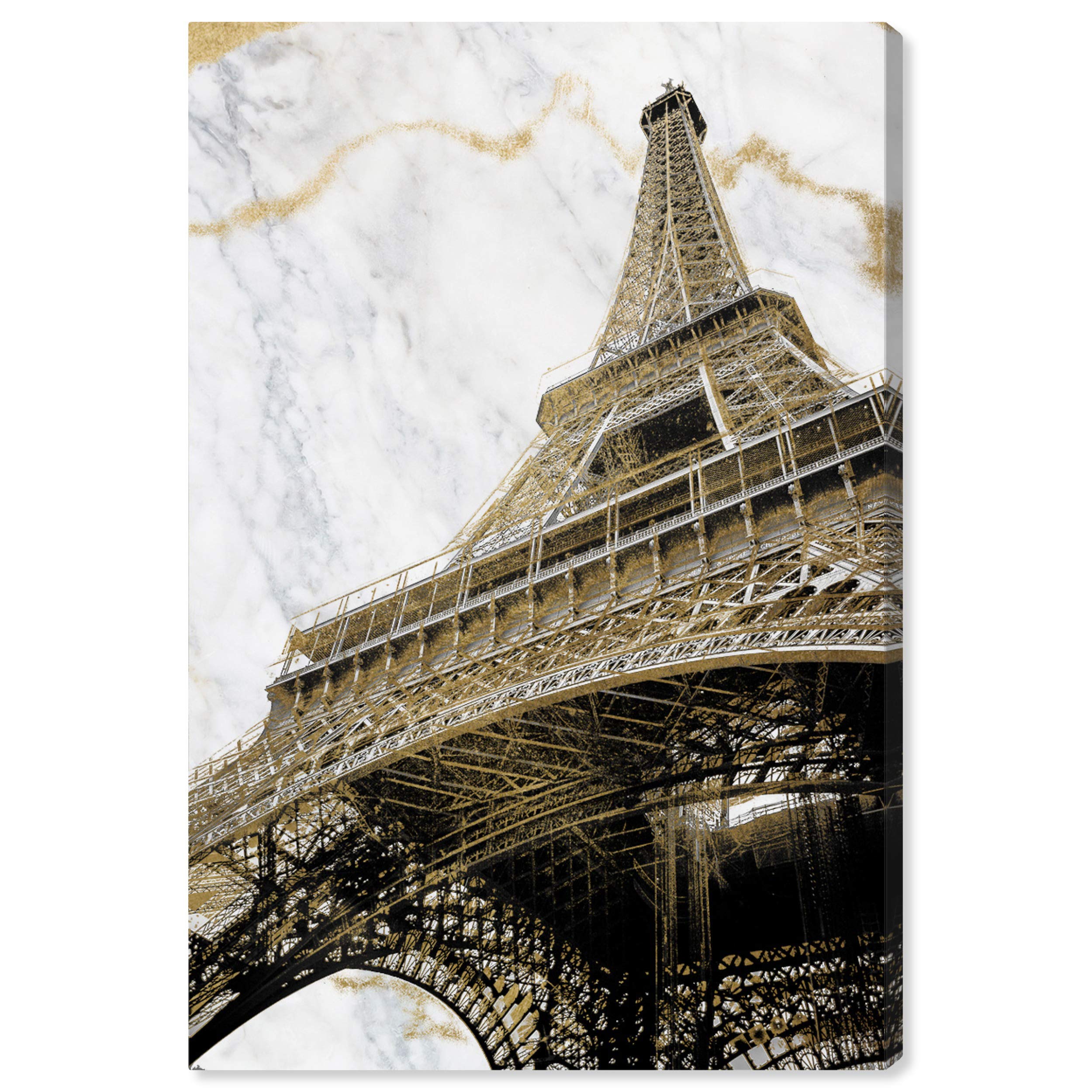 Oliver Gal Artist Co. Eiffel Marble Architecture Wall Art Canvas Print - 24x36 Inch Gold & White Home Decor - Perfect for Living Room, Bedroom & Office Wall Decoration