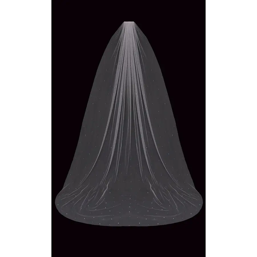 Elegant Cathedral Bridal Veil V2293C - Long Wedding Veil with Lace Trim for Bride, Perfect for Church Ceremony & Formal Weddings