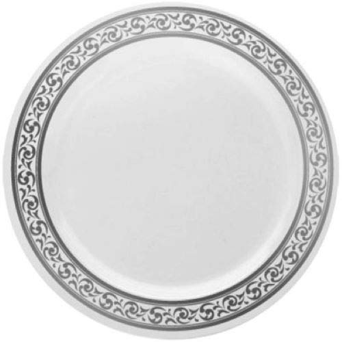 Premium White and Silver 7-Inch Dinner Plates - Set of 10 | Elegant Tableware for Formal Dining, Wedding Receptions & Holiday Entertaining