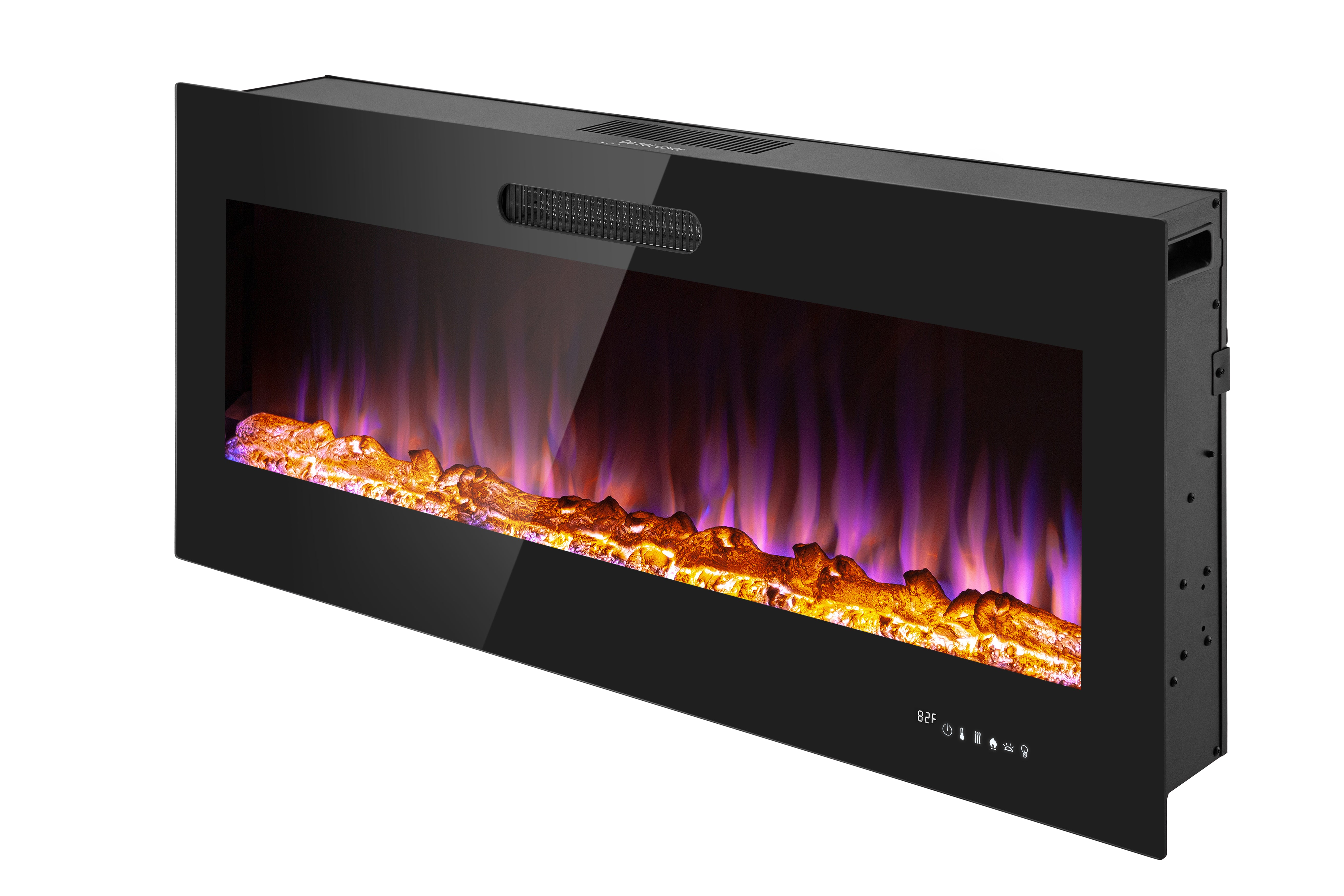 50 Inch LED Slim Electric Fireplace Insert - Wall Mounted with 1500W Heater, Adjustable Realistic Flame, Remote Control | Log & Crystal Ember Options | Perfect for Living Room, Bedroom & Office Heating & Ambiance