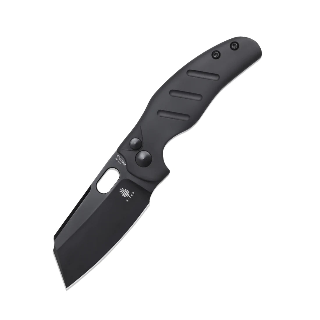 Kizer C01C Sheepdog Mini V3488BC2 Folding Pocket Knife - 154CM Steel Blade, Black Aluminum Handle, Button Lock for EDC & Outdoor Use