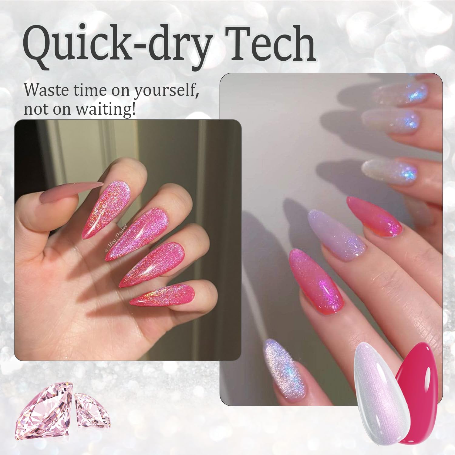 Valentine Glitter Nail Polish Set - Quick Dry Shine for Women, Perfect for Dates & Parties
