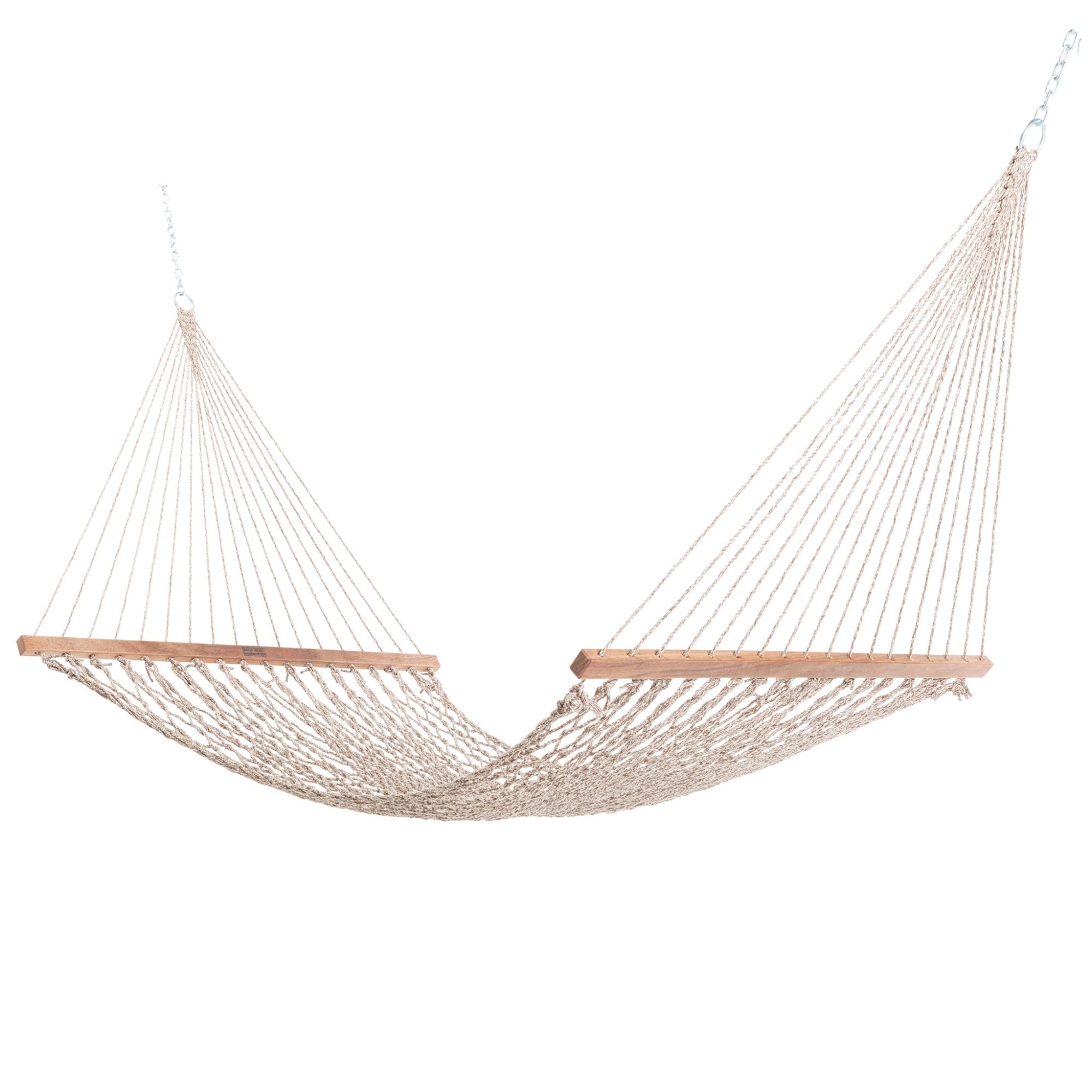 Handcrafted USA Nags Head Hammock - 12ft x 49in Antique Brown Oatmeal Tweed Rope Hammock with Free Extension Chains & Tree Hooks - 450 LB Capacity - Perfect for Backyard, Patio, Beach & Camping Relaxation
