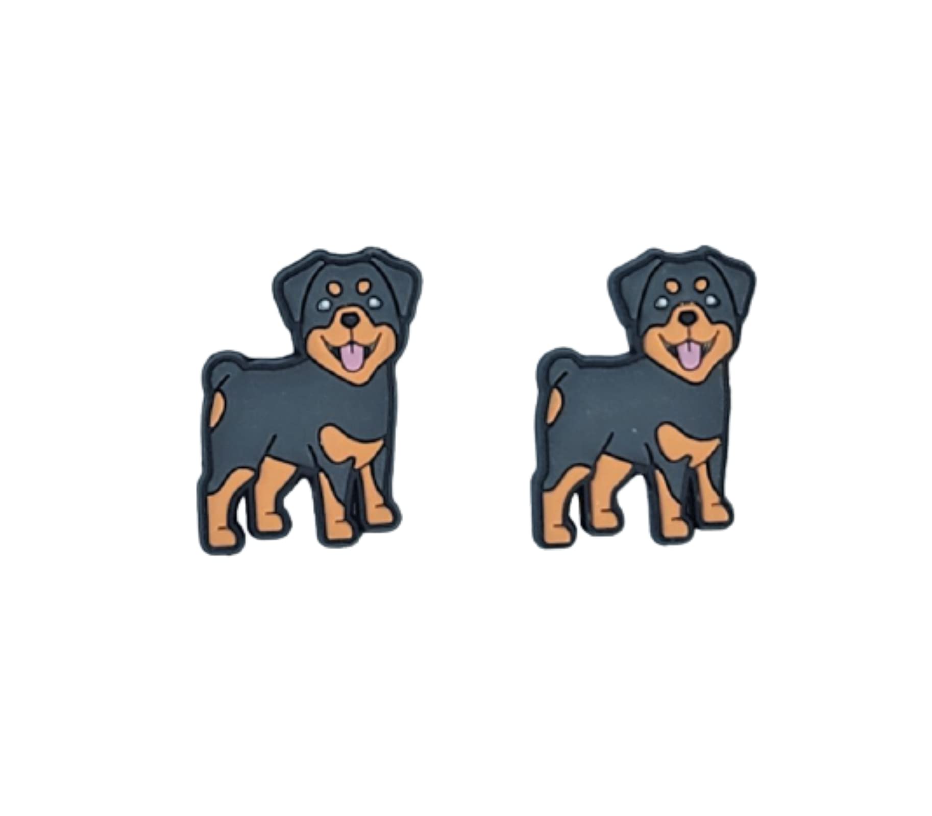 Rottweiler Shoe Charms for Crocs - Set of 2 Cute Dog Puppy Jibbitz Compatible with Crocs Clogs & Wristbands - Perfect for Pet Lovers, Gifts, and Crocs Accessories