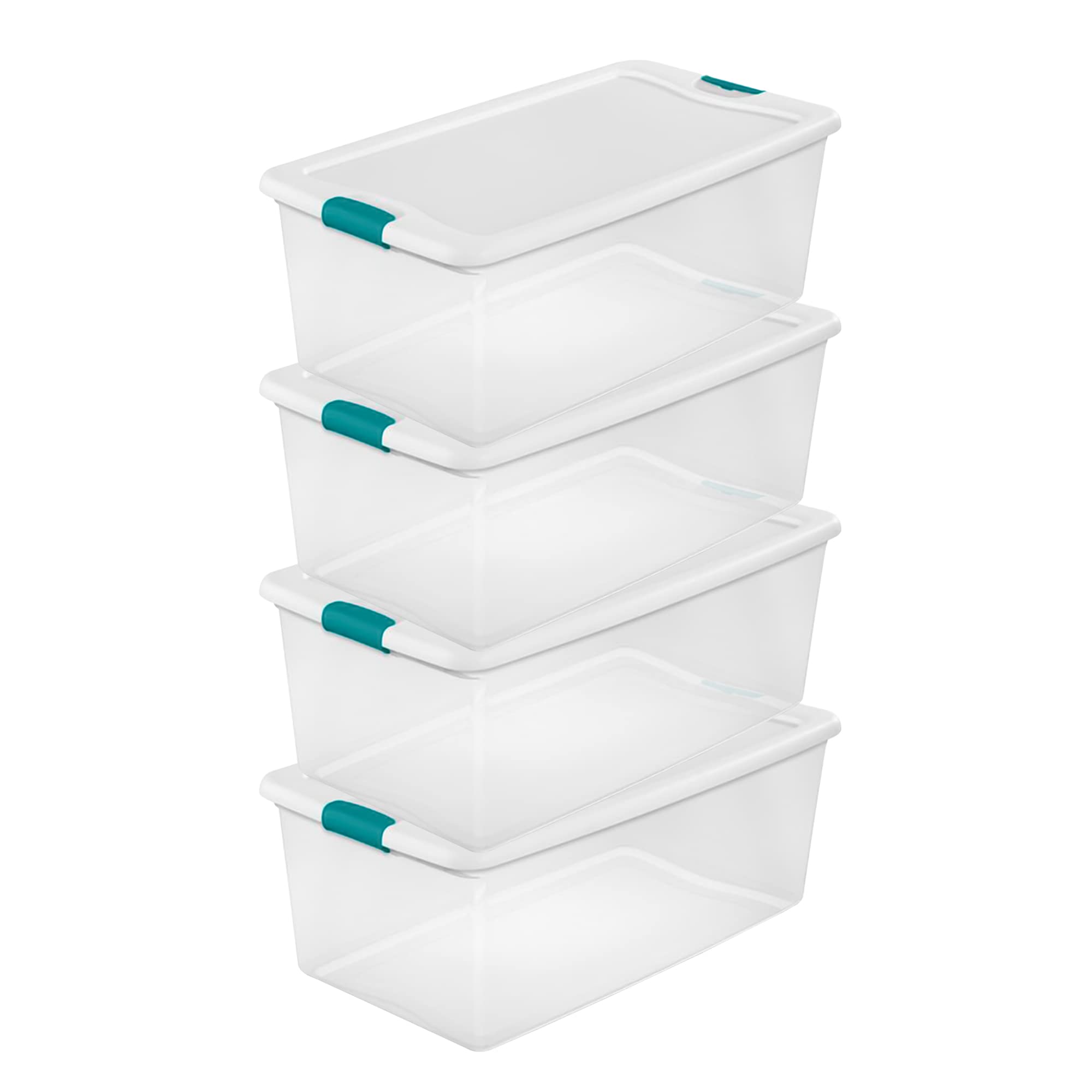 Sterilite 4-Pack & 6-Pack Latching Storage Bins with Lids - 106 Qt & 64 Qt Clear Plastic Organizing Totes for Home, Office, Garage & Closet Organization