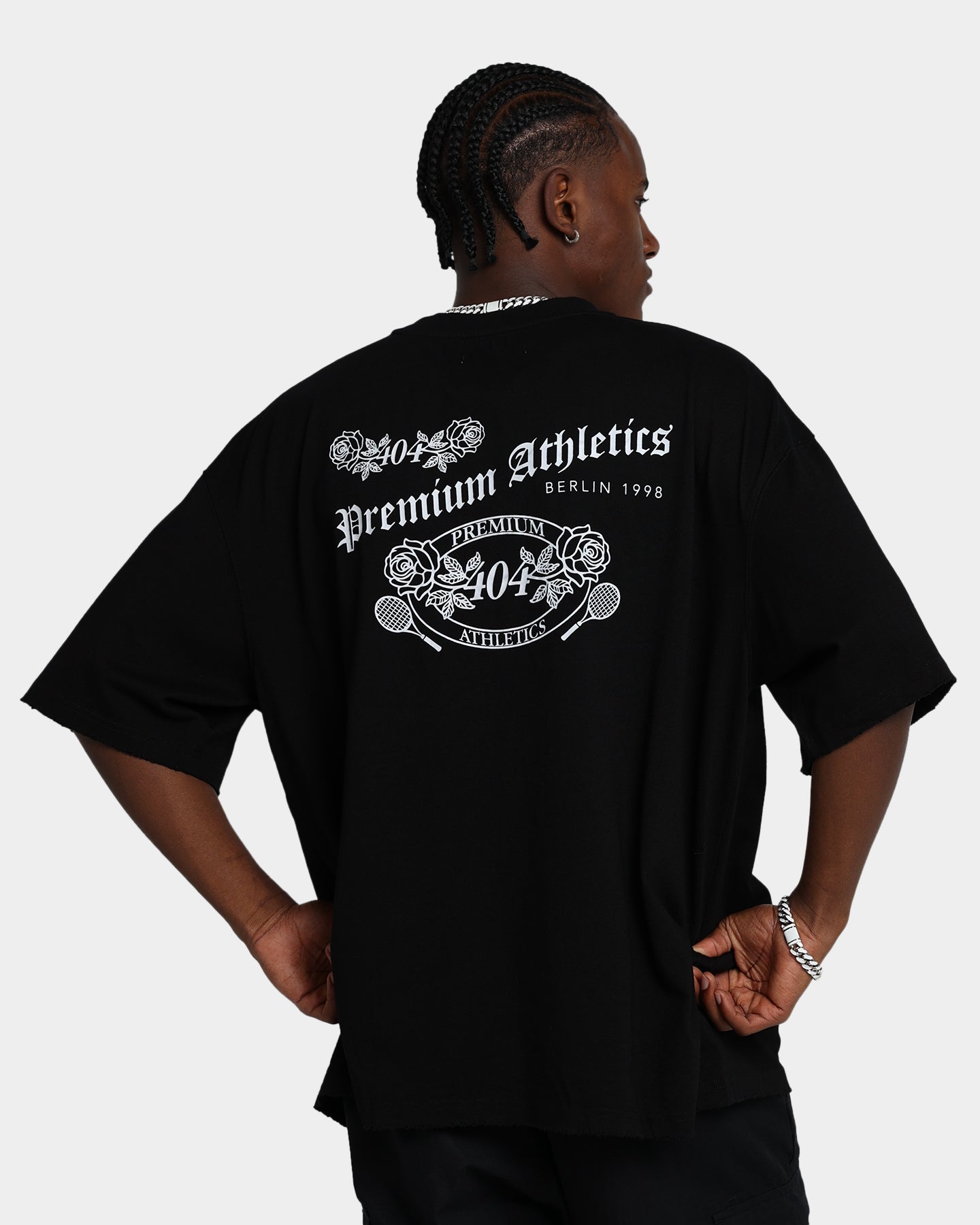404 Premium Athletics Raw T-Shirt for Men - Black Cotton Workout & Gym Shirt - Comfortable Training Tee for Running, Fitness & Casual Wear