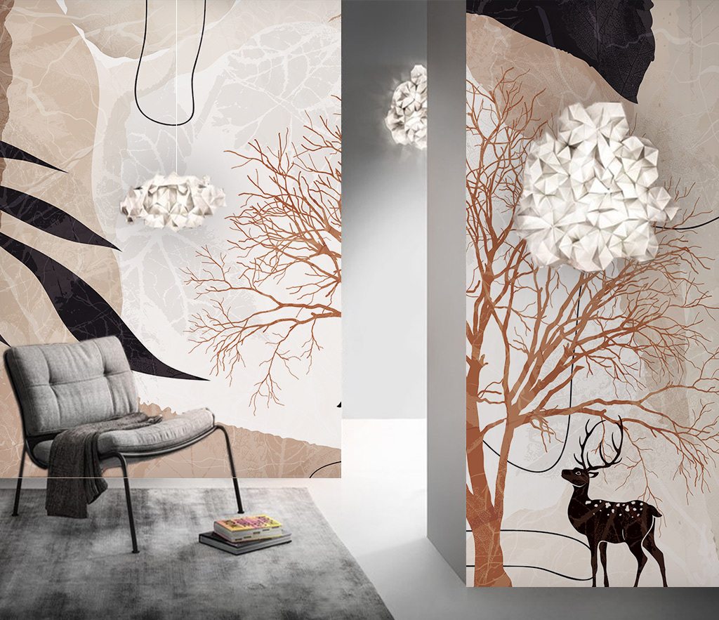 Abstract Tree Wallpaper Murals - Peel and Stick Wall Decals for Living Room, Bedroom & Office | Modern Nature-Inspired Home Decor | Easy to Install & Removable