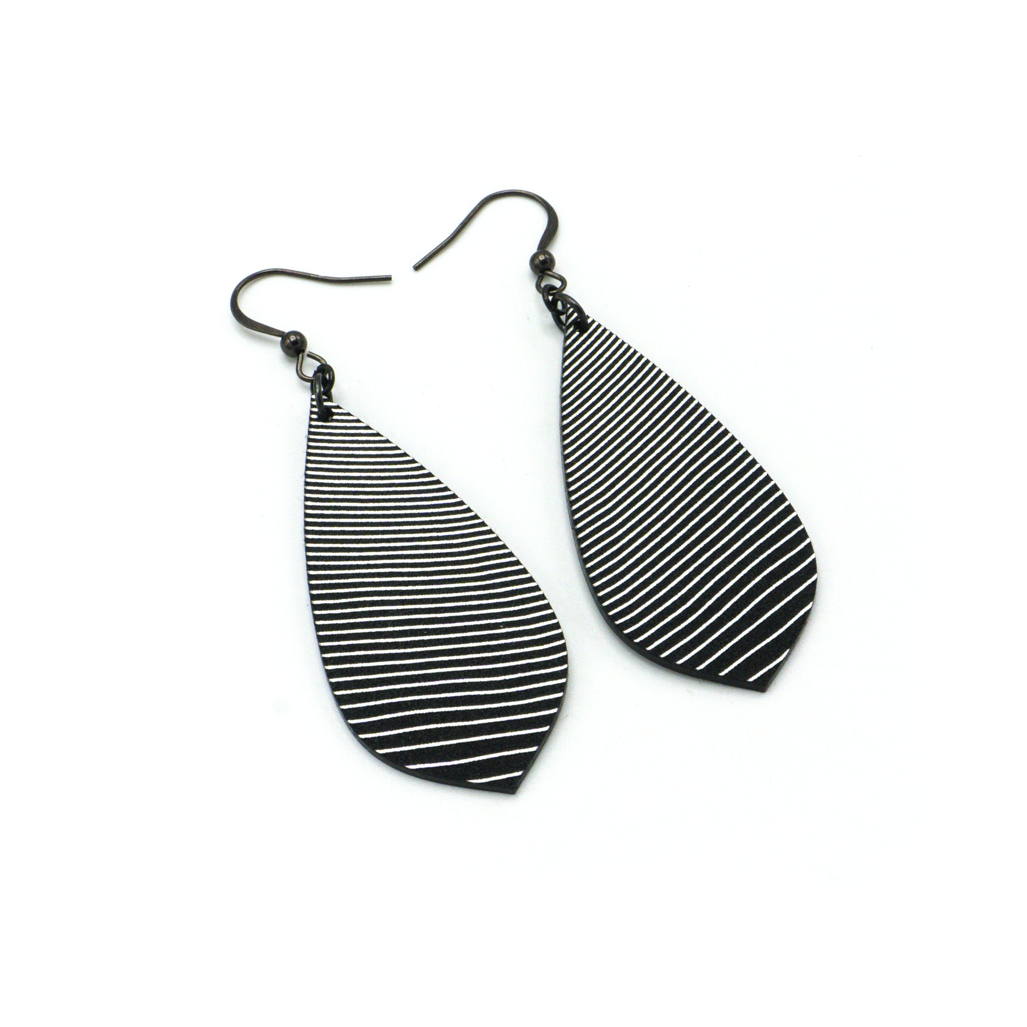 Gem Point Acrylic Earrings - Brushed Silver & Black | Fashion Jewelry for Women | Perfect for Parties, Weddings & Everyday Wear