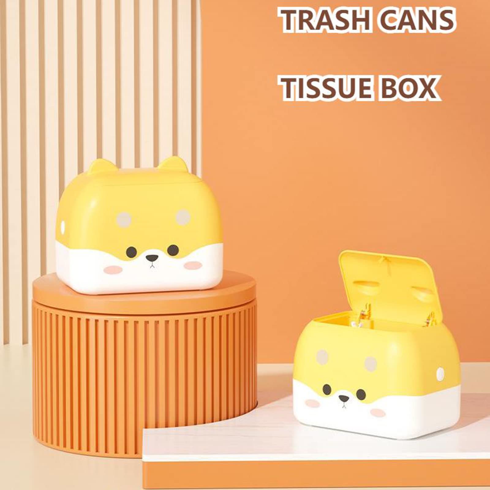 Mini Press Top Desktop Trash Can with Lid - Small Cute Garbage Bin for Bathroom, Living Room, Bedroom & Office | Perfect for Pet Hair, Lint & Countertop Waste Disposal