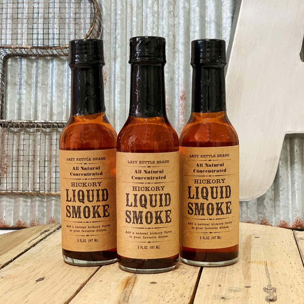 Lazy Kettle Liquid Smoke - 100% Natural Hickory Smoke Flavor - Vegan, Allergen-Free, No Artificial Additives - Perfect for BBQ Sauces, Marinades, Meat & Vegan Dishes - Enhance Grilling, Smoking & Cooking at Home