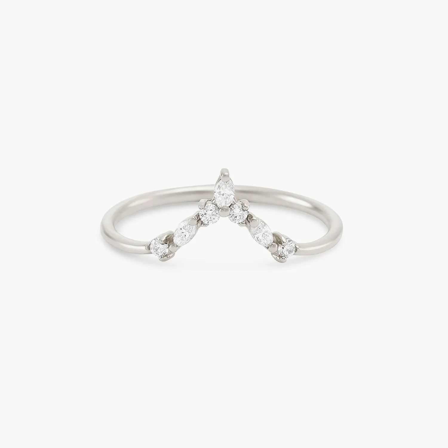 14K White Gold Moonbow Ring with White Diamonds - Elegant Jewelry for Weddings, Anniversaries & Special Occasions