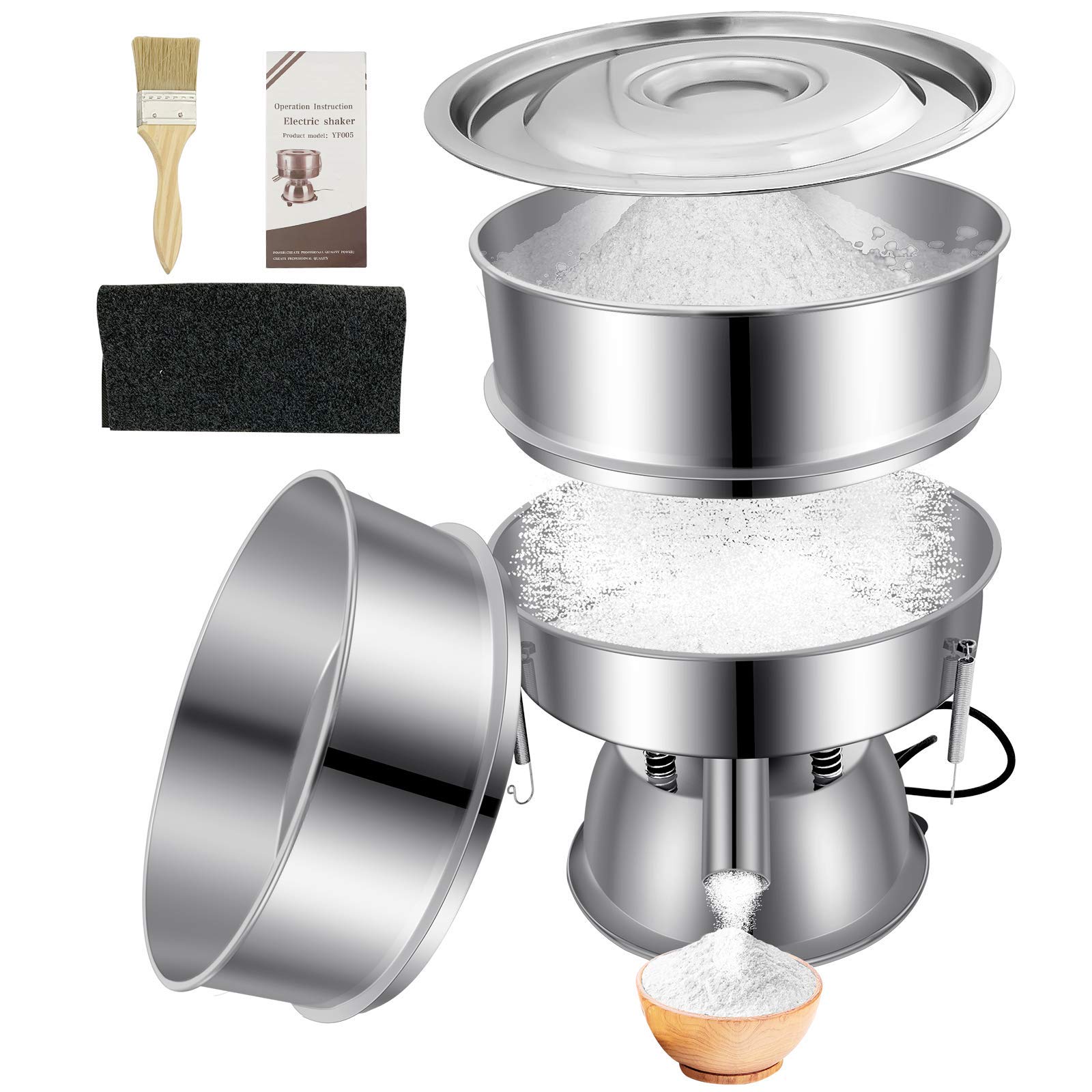 Electric Automatic Vibrating Sieve Shaker Machine - 40 Mesh & 60 Mesh Flour Sifter for Baking, Herbal Powder, Spices | 110V 55W | Perfect for Home Kitchens, Bakeries & Herbal Medicine Preparation