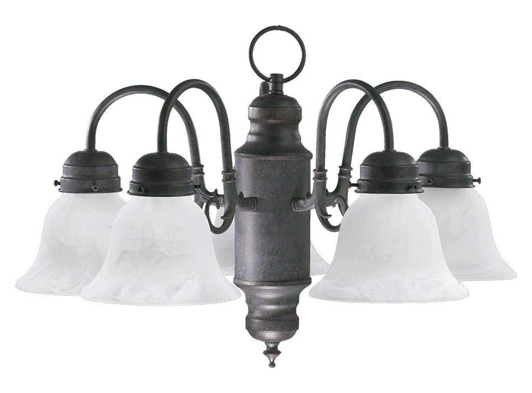 Five-Light Toasted Sienna Faux Alabaster Glass Chandelier - Elegant Dining Room & Bedroom Lighting Fixture