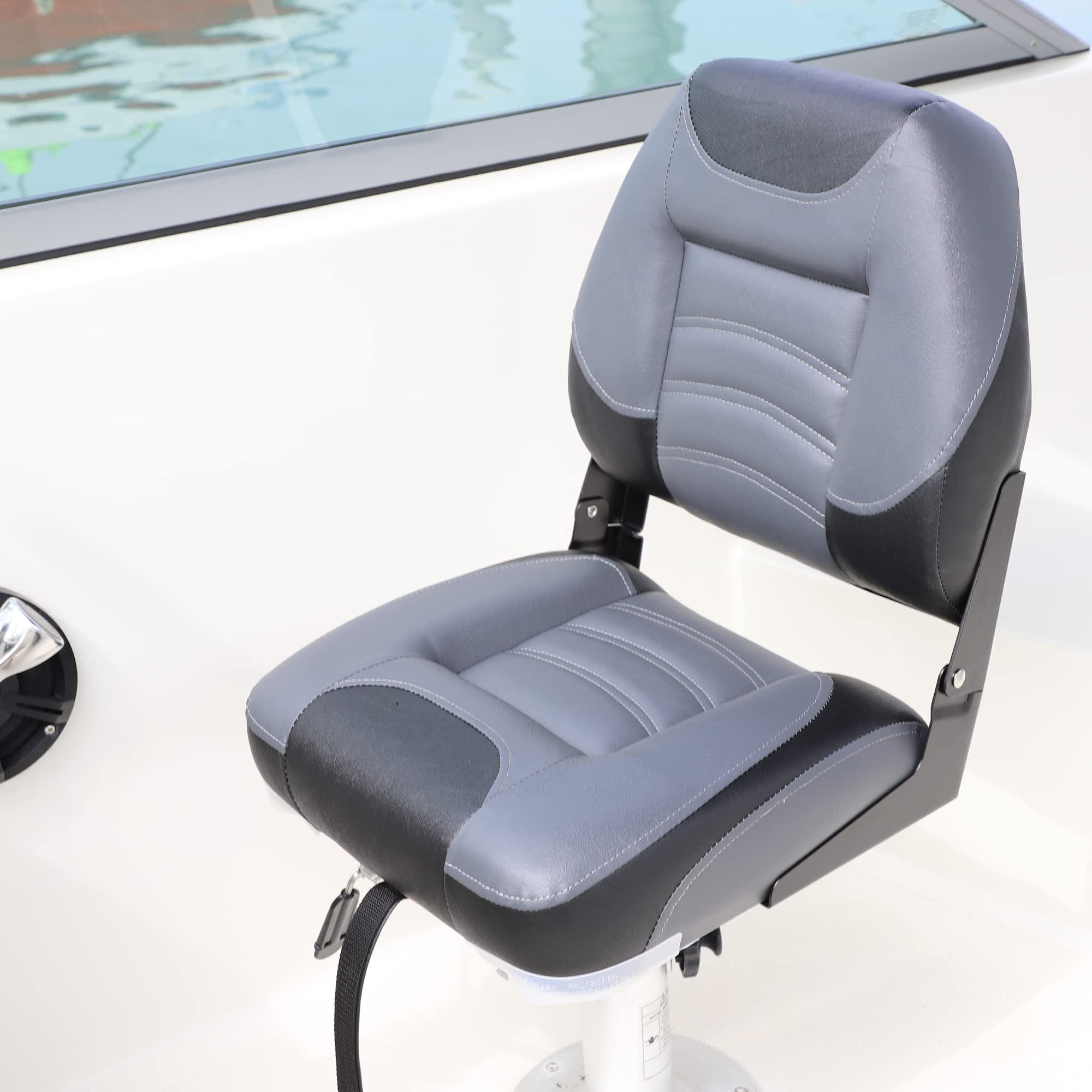 NORTHCAPTAIN T1 Deluxe Low Back Folding Boat Seat with Stainless Steel Screws - Comfortable Marine Chair for Fishing, Boating & Outdoor Activities