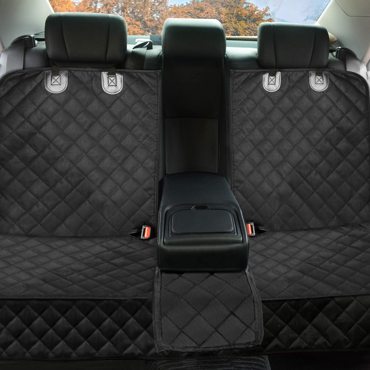 Waterproof Non-Slip Dog Car Seat Cover - Universal Fit for Most Cars, Trucks, SUVs & MPVs - Protects Rear & Middle Seats with Seat Belt Access - Perfect for Road Trips, Pet Travel & Daily Commutes
