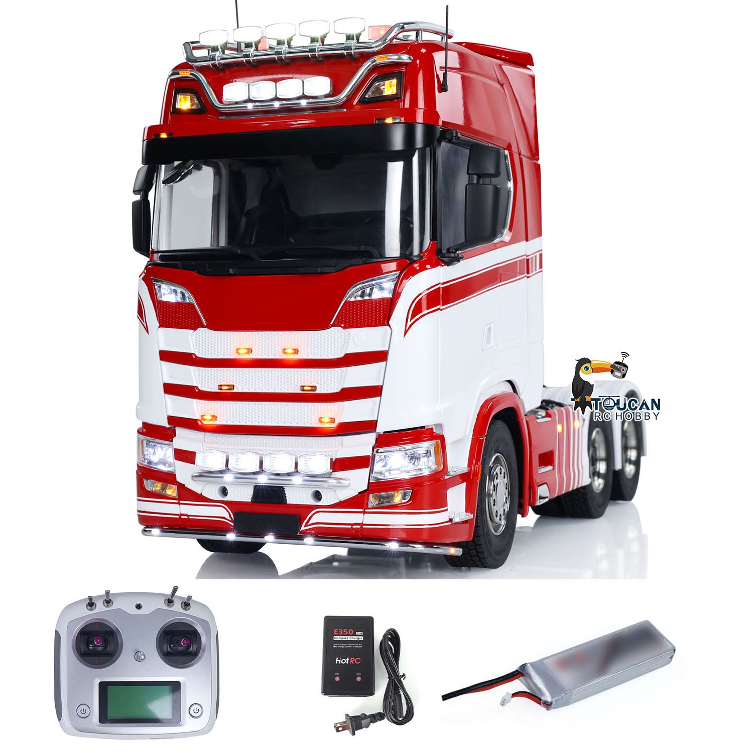 1/14 Scale RC Tractor Truck 770S - 6x6 Metal Chassis with Light, Sound & Smoke Effects - 3-Speed Transmission & Differential Lock - Openable Cabin - I6S Remote Control - Perfect for Off-Road Adventures & Construction Play