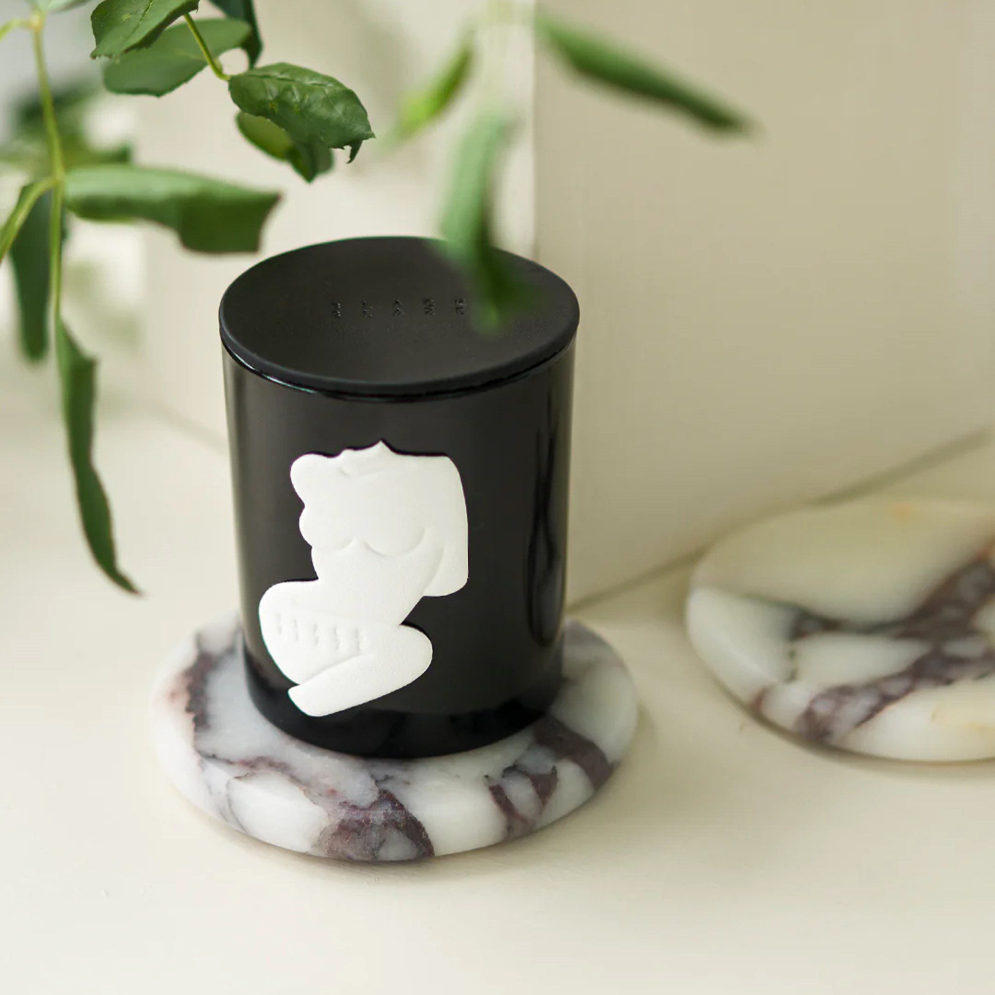 Premium BLACK BLAZE Stone Coasters Set of 2 - Calacatta Viola Marble Drink Coasters for Wine, Coffee & Cocktails - Elegant Home Bar & Dining Table Accessories