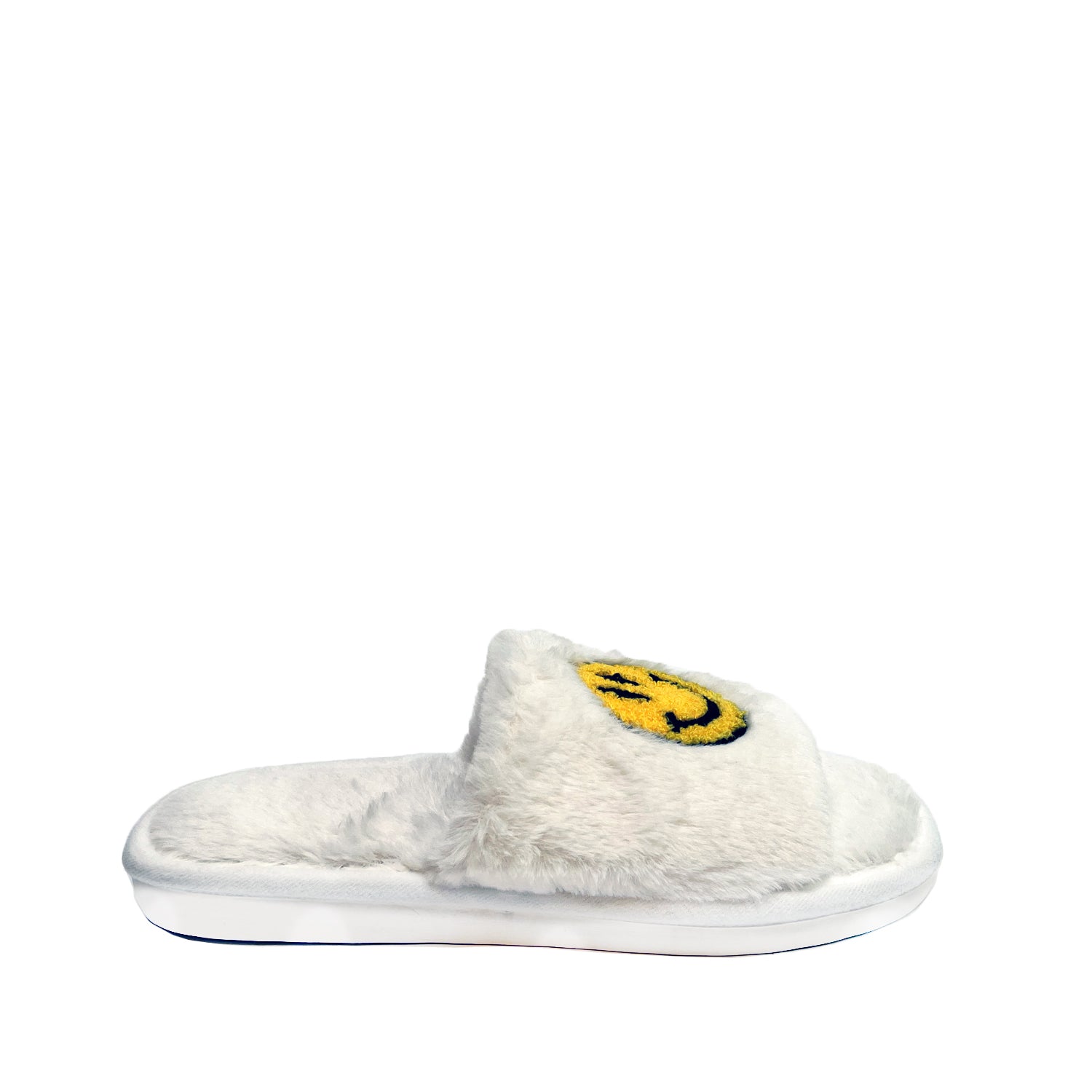 FLOOF White Fluffy Smile Slippers - Cozy Indoor House Shoes for Women & Girls, Perfect for Relaxing at Home, Lounging, and Gift Giving