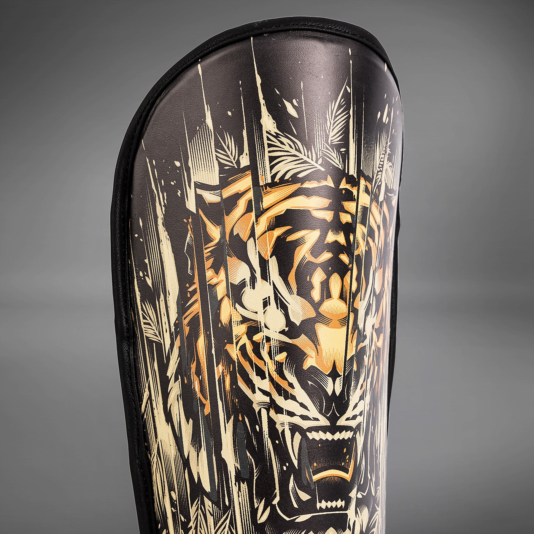 Venum Tiger Kids Shin Guards - Black/Neon Orange - Youth Martial Arts & MMA Protective Gear for Training & Competition