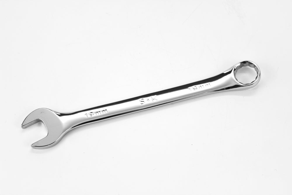 19mm 12-Point Metric Combination Chrome Wrench - Professional Automotive & DIY Tool for Tightening Bolts and Nuts