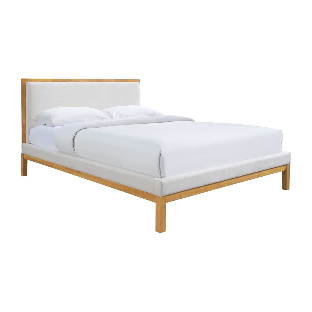 Amelia Queen Size Bed Frame - Solid Oak Wood, Cream Finish - Elegant Bedroom Furniture for Master Bedrooms & Guest Rooms