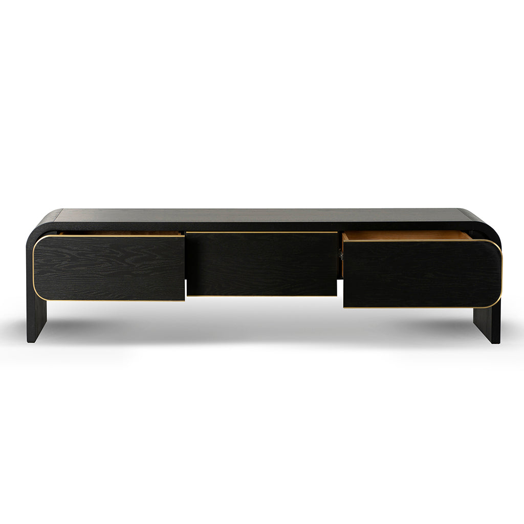 2m TV Stand with Storage - Textured Espresso Black Finish - Modern Entertainment Center for Living Room, Bedroom & Home Theater