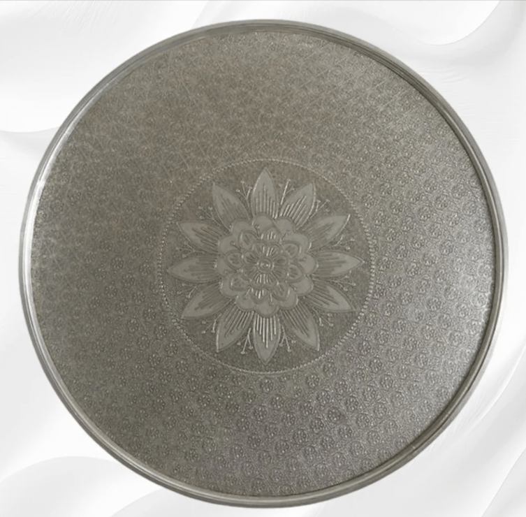 Handmade Embossed Metal Round Coffee Table - Vintage Cisse Design Center Table for Living Room, Lounge & Office Decor